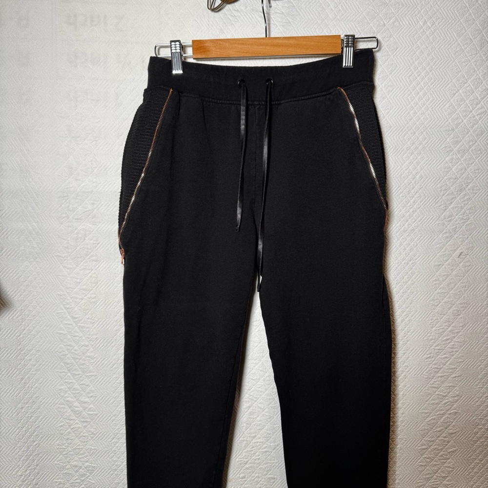 Lime & Vine Black sweat pants copper zipper elastic tie waist street wear Medium - Picture 3 of 10